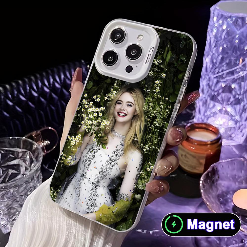 Elle Fanning White Translucent MagSafe Mobile Phone Case for iPhone 17 16 15 14 13 12 11 X XR XS Air Pro Max Plus Cover