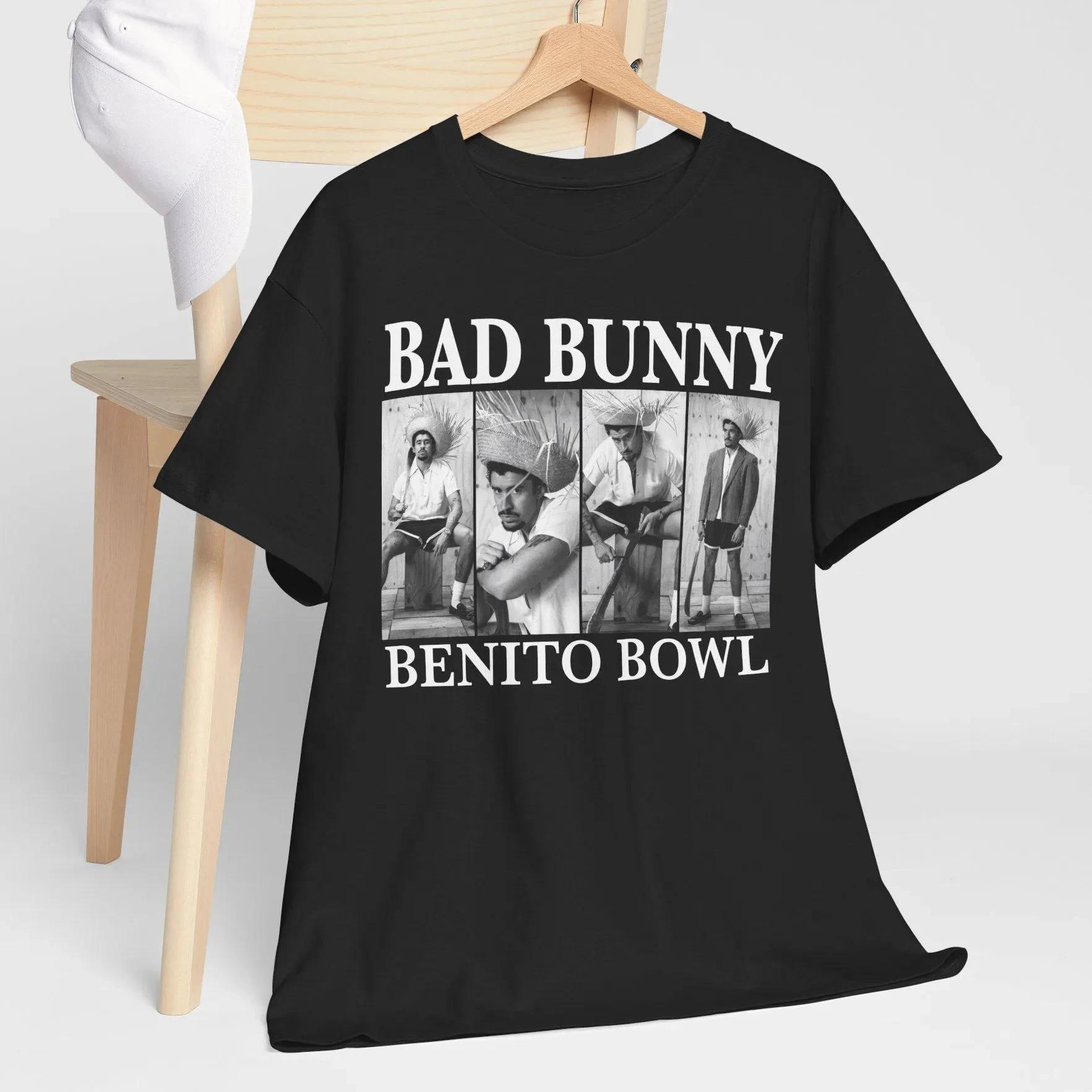 

2026 Bad Bunny Super Bowl Printed Cotton T-shirt Summer Men s and Women s Clothing Fashion Casual Hip-hop Y2K T-shirt Fan Gift S чёрный