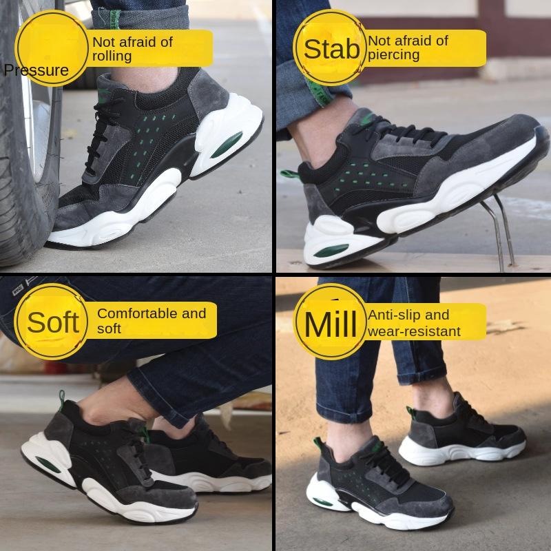 Buty robocze z ubezpieczeniem na wypadek pracy, lekkie, odporne na rozbicie i przebicie buty robocze, oddychające stalowe buty robocze Baotou