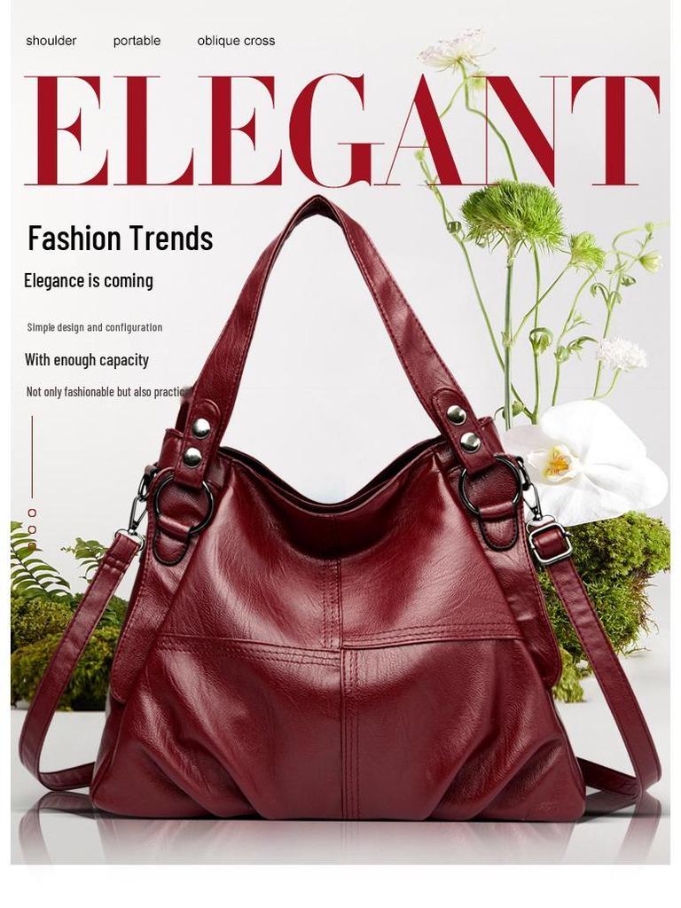 2023 Trendy Women's PU Handbag: European & American Patchwork, High-Quality, Large, Simple Design