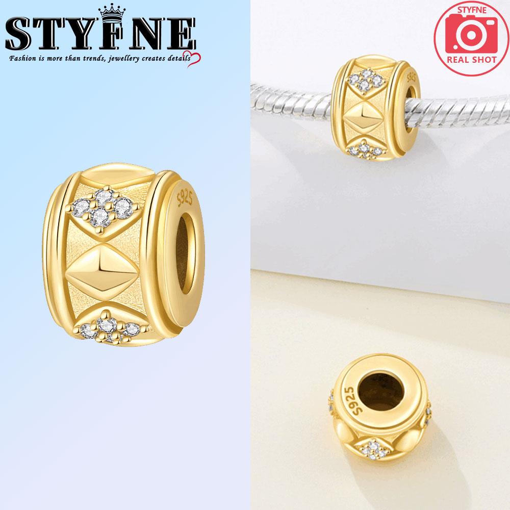 Copper Golden Hollowed-Inlaid Stone Stars And Moon Charms Beads Pendant For Original Bracelet Woman Girl Jewelry