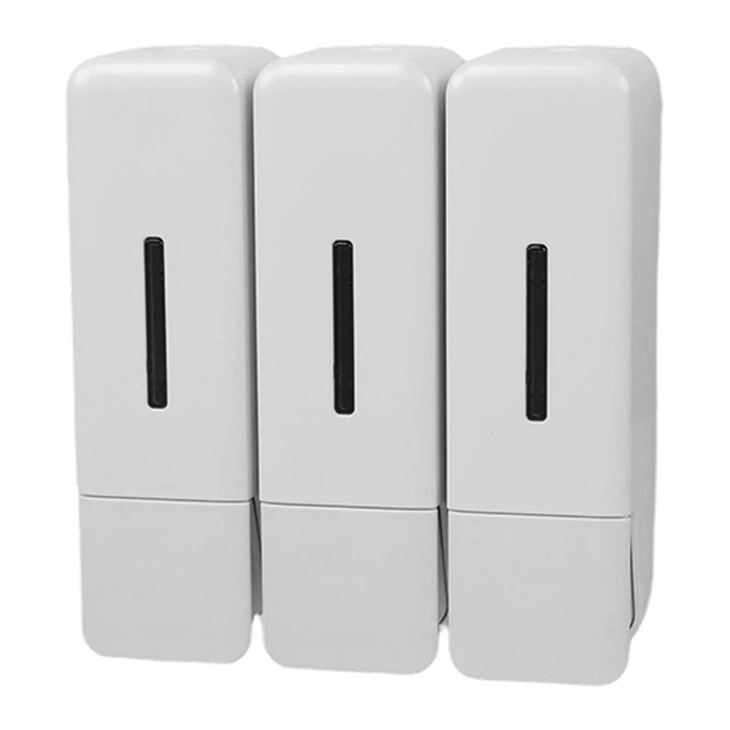Shower Soap Dispenser 250ml 3 Chamber Leakproof Wall Mount Manual Shampoo and Conditioner Dispenser for Liquid Gel