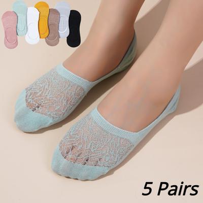 5 pares/lote verão mulheres renda transparente elástica listra tornozelo meias rede fio fino legal meias cristal vidro seda meias invisíveis