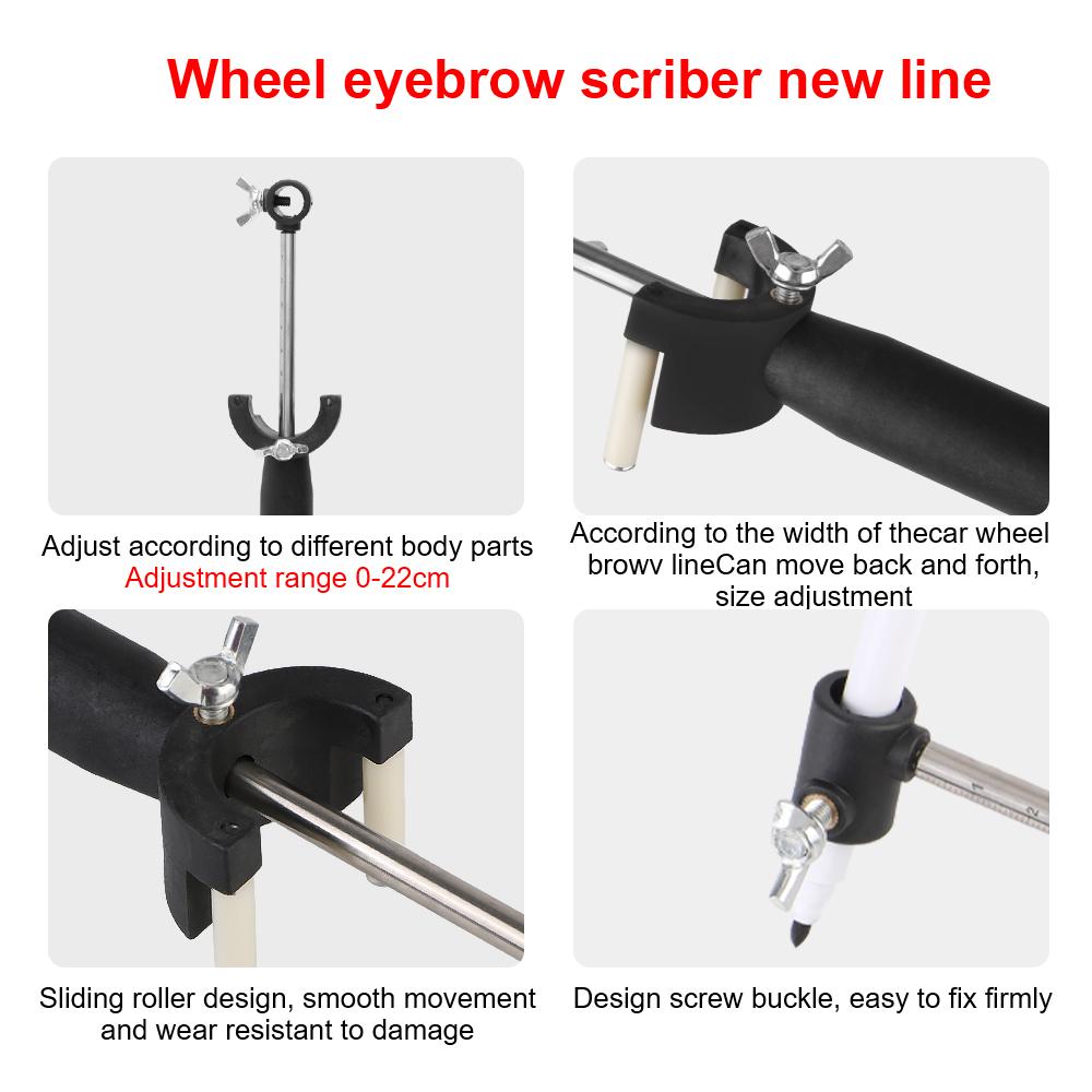 Paint Marking Automotive Sheet Metal Repair Tool Portable and Durable 0-22cm Adjustable Wheel Eyebrow Parallel Marking Device