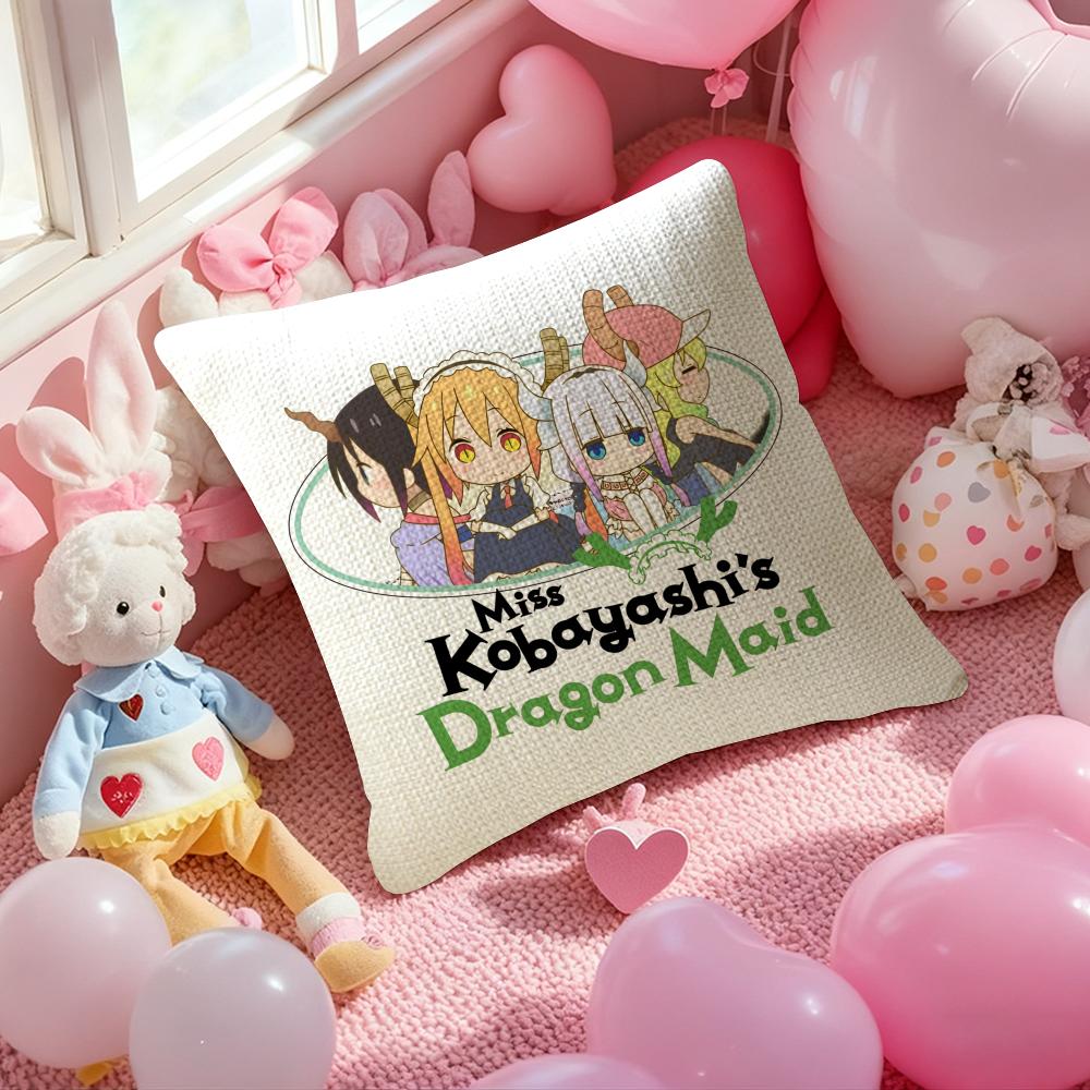 Miss Kobayashi’S Dragon Maid-B Anime Pillow Case Anti-Dustmite Pillowcase Invisible Zipper Silky Short Plush Sofa Cushion Cover