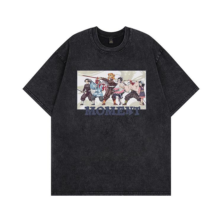 Hip-hop Heavy Washing Water Old Cartoon Short-sleeved OVERSIZE Loose Men's and Women's Same T-shirt American High Street Tide Brand
