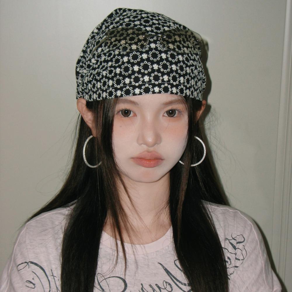 Vintage Printed Beanies Cap Ins Women's Turban Hat Retro Y2k Print Pullover Hats  Outdoor