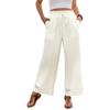 Baifen Zhi Yi: 2026 Resort Style Casual Lace Patchwork Wide-Leg Pants with Elastic Waist