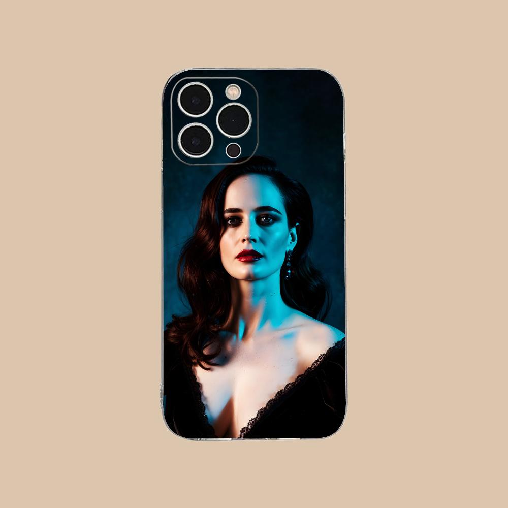 Eva Green Clear TPU Mobile Case for iPhone 17 16 15 14 13 12 11 X XR XS Air Pro Max Plus Mini Colorful Cover