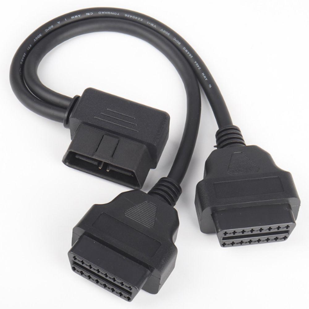 1 Male To 2 Female OBD2 Splitter 30 Cm/ 12 In Length Right Angle Splitter For Most Vehicle