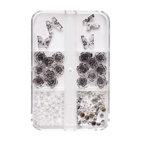 

1 коробка, очаровательное украшение для дизайна ногтей, сверкающее ретро, ​​легко наклеивается, потрясающий визуальный эффект, сделай сам, смола, 3D бабочка, роза, искусственный жемчуг, украшение для ногтей, принадлежности для рукоделия C