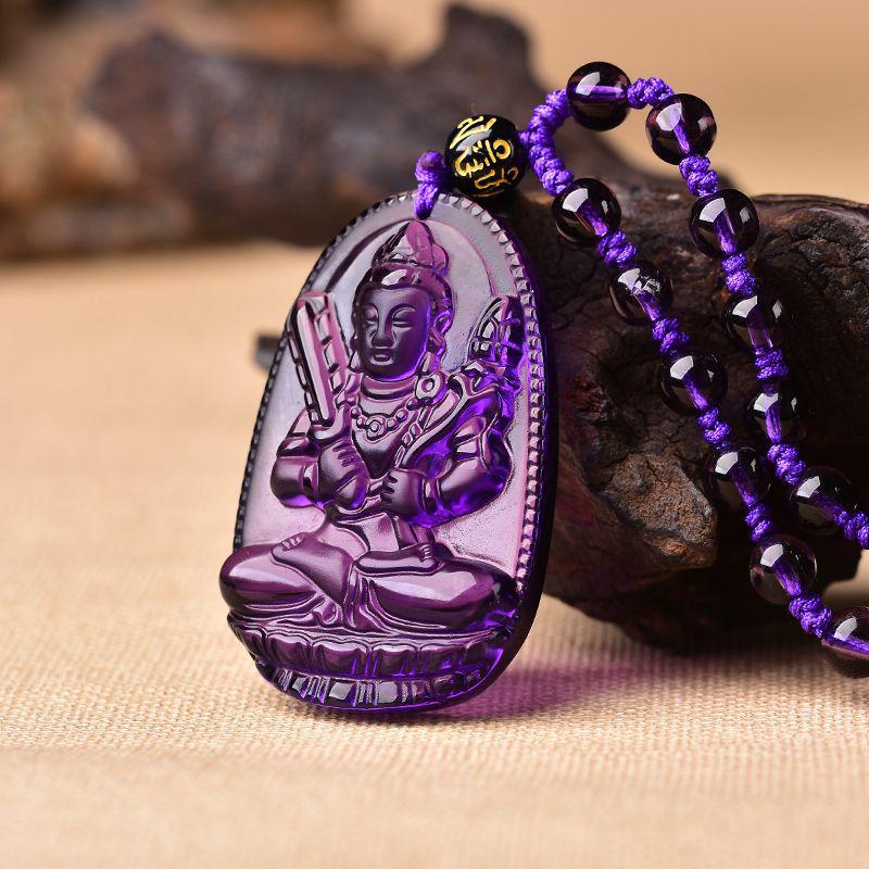 Purple Glaze Guardian Zodiac Charm Pendant: Thousand-Hand Guanyin Bodhisattva Gift