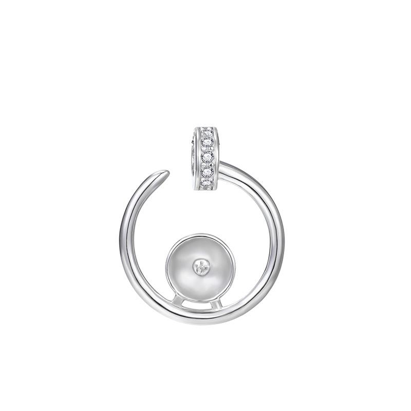 

Australian White High Luster Shell Pearl Pendant Necklace, S925 Sterling Silver, Nail-Style Design. 925 Silver