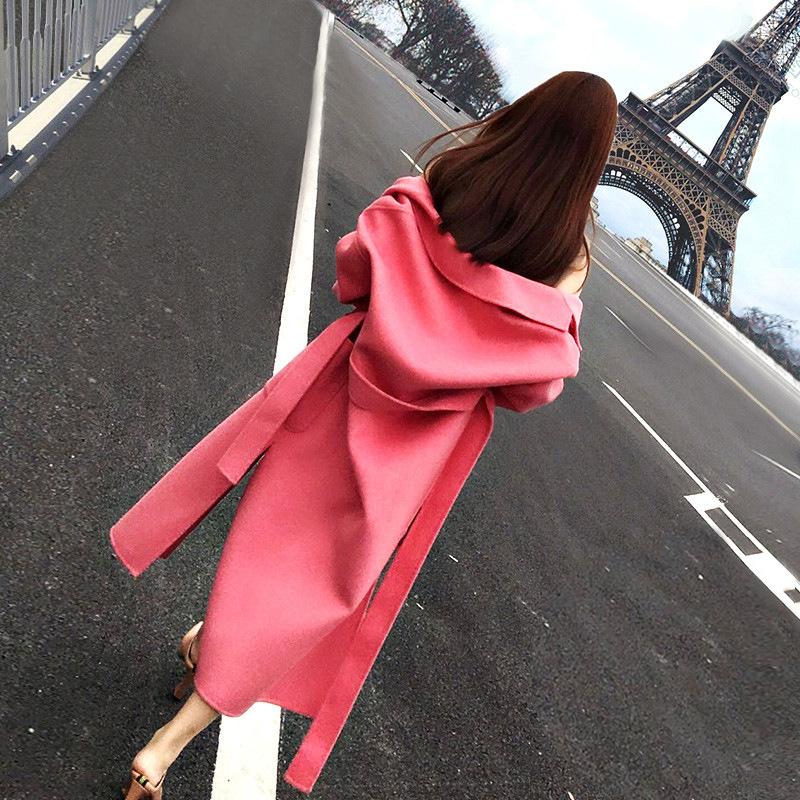 

Осенне-зимнее новое двустороннее кашемировое пальто для женщин. Длинное, свободное и элегантное шерстяное пальто корейской версии с ощущением роскоши.