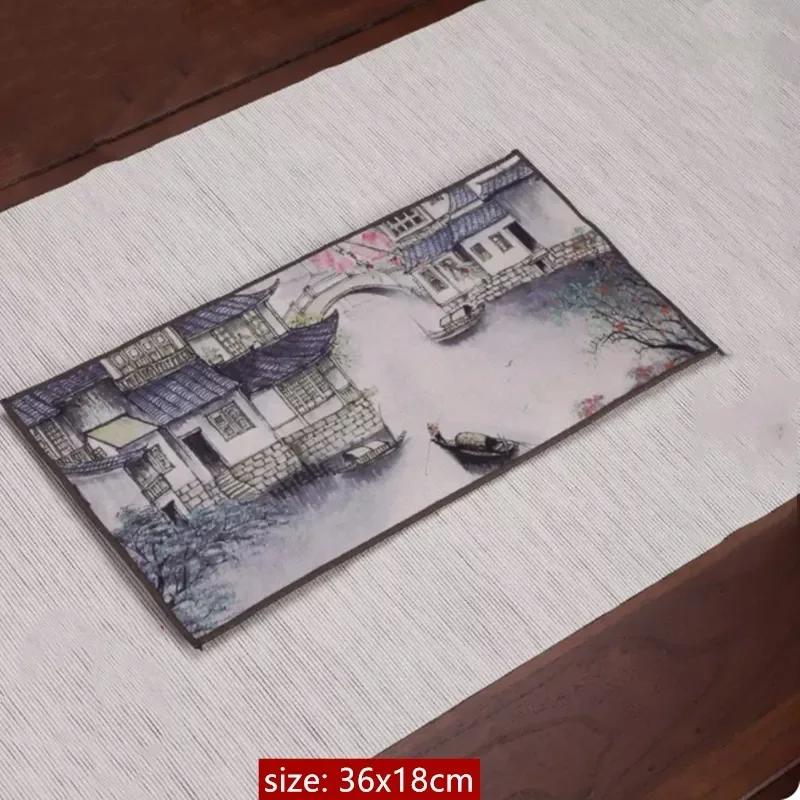 

Painted Lotus Zen Tea Towel Upscale Tea Set Absorbent Towel Thickened Plush Cloth Tea Table Cleaning Rag Teapot Pad Accessories