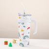 Christmas Cup 40oz Large Capacity Stainless Steel Thermos Cup Outdoor with Straw Bingba Cup