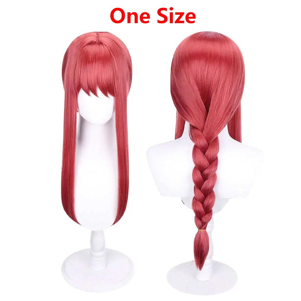 Makima Cosplay Vrouwen Fantasy Rode Lange Pruik Haar Rolspel Prop Anime Kettingzaag Kostuum Accessoires Verkleedkostuum Halloween Carnaval Pak One Size pink