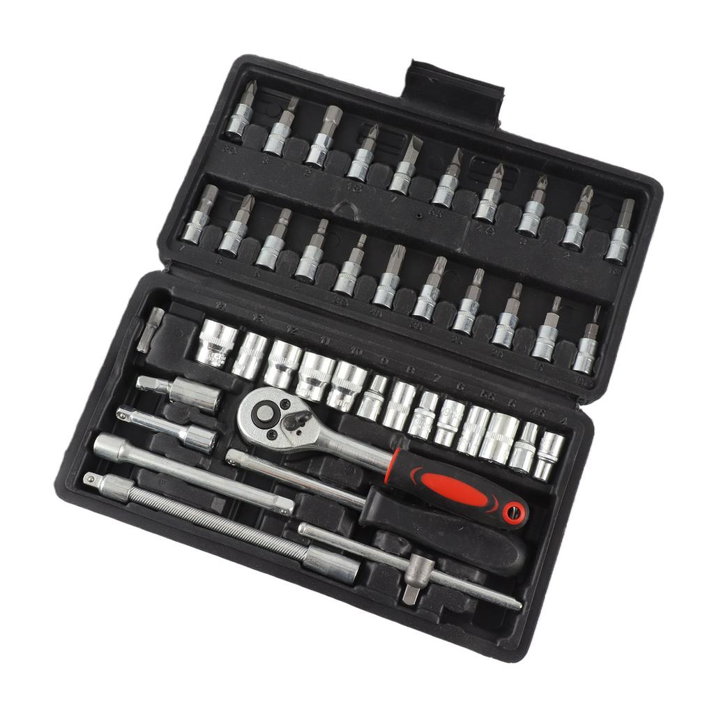 46PCS Vehicle Repair Ratchet Screwdriver Tool Complete Polished   for Motorcycle   Electric Bikes