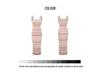 Women's Rainbow Stripe Sleeveless Knit Camisole Dress - Slim Fit Summer Mid-Length