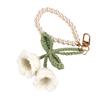 Artistic Crochet Lily Flower Keychain Handmade Knitted Key Jewelry Yarn Texture Perfect for Decorating Bags and Keys
