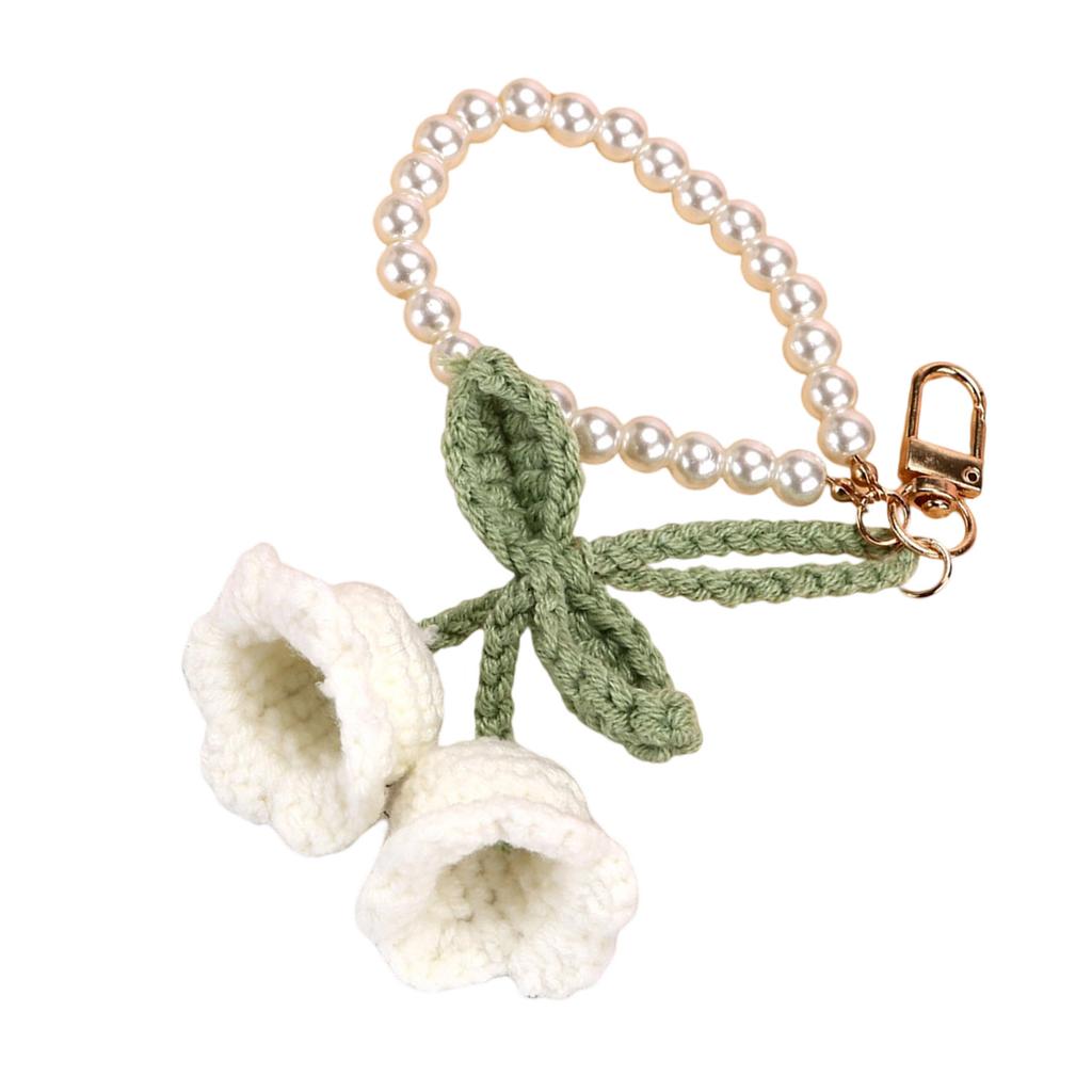 Artistic Crochet Lily Flower Keychain Handmade Knitted Key Jewelry Yarn Texture Perfect for Decorating Bags and Keys
