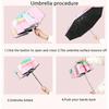 Unicorn Kids Umbrella Auto, Portable Folding Durable Built-in Sun Protection, Auto Open/Close Lightweight for Boys & Girls