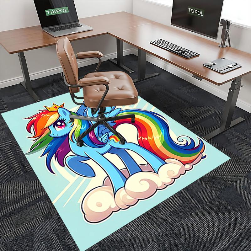 1pc Rainbow Dash Office Chair Mat - Anime Cartoon Design, Non-Slip Carpet for Home Decor, Suitable for All Seasons, Perfect Gift for Fans.H051
