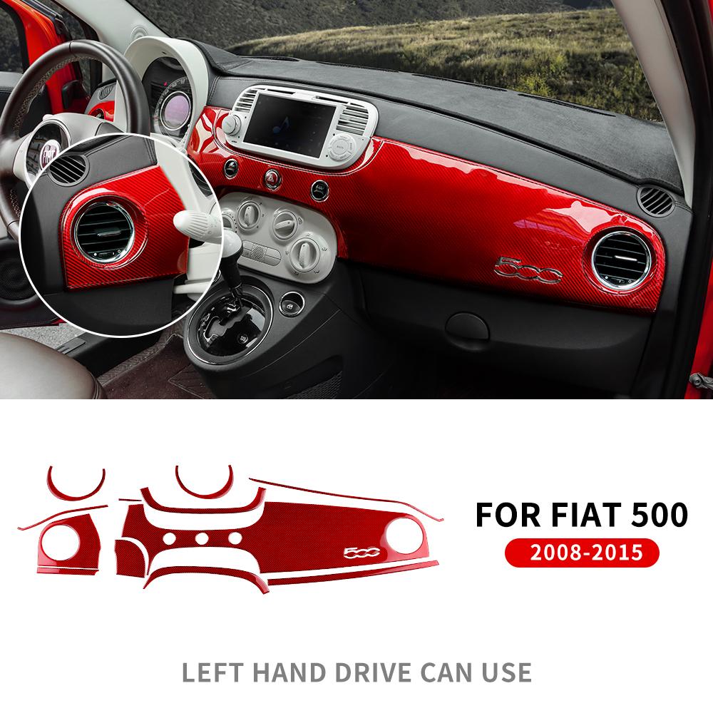 Real Soft Carbon Fiber Sticker For Fiat 500 2008 2009 2010 2011 2012 2013 2014 2015 RHD LHD Car Central Control Trim Accessories