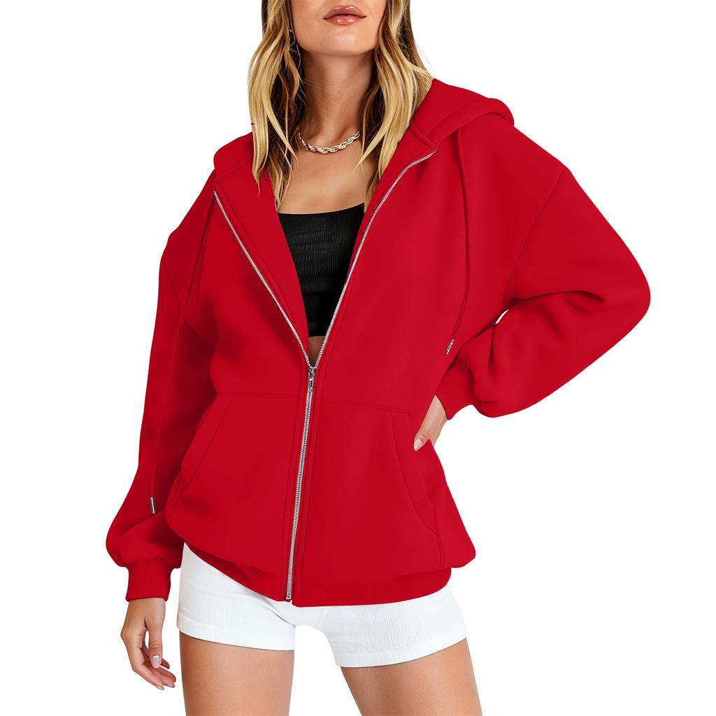 Women’s Loose Fit Zip Up Cardigan Hoodie Casual Long Sleeve Relaxed Style Outerwear for Fall and Spring