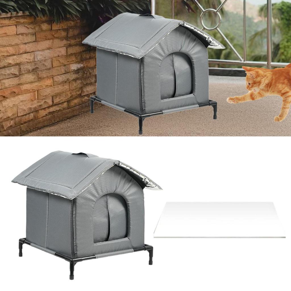 Winter Outdoor Cat House Waterproof Windproof Feral Cat Shelter Insulated Pet Home for Yard Porch