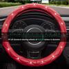 Xizopucy Red Steering Wheel Cover, Leather Car Steering Wheel Cover, Crystal Rhinestones Anti-Slip Soft Accessories For Women And Girl Universal Fit