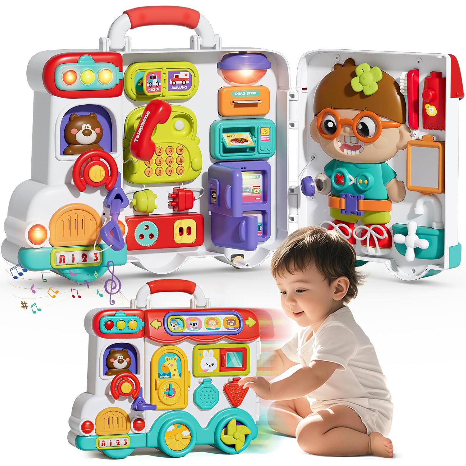 

Бизиборд Монтессори Игрушки для малышей 2-3 лет, Развивающая обучающая игрушка, Развитие мелкой моторики, Подарок на день рождения