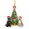 Christmas Dog Pendant 2D Flat Acrylic Hanging Santa Hat Dog Cat Christmas Tree Car Hanging Ornament Gift for Pet Lovers