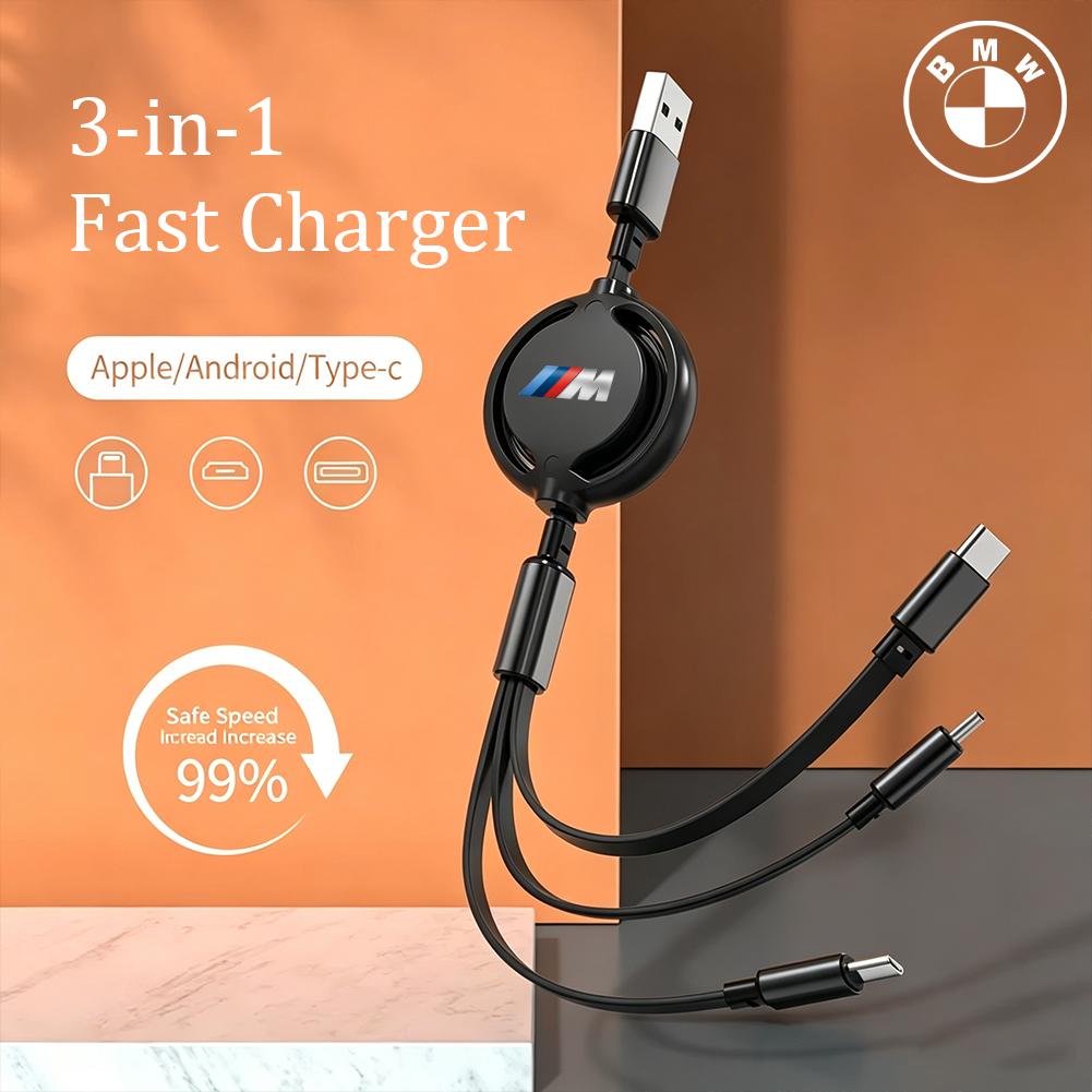 3-in-1 Micro Data Wire USB Type C Fast Charger Stickers Accessories For BMW G80 G06 G07 G42 G14 G15 G16 F82 F20 F21 F83 M2 M3 M4 UD4