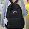 Mochila Bordada con Lazo Portátil para Niñas Color Sólido Nylon Mochila Escolar para Estudiantes Ligera Gran Capacidad Mochila de Viaje