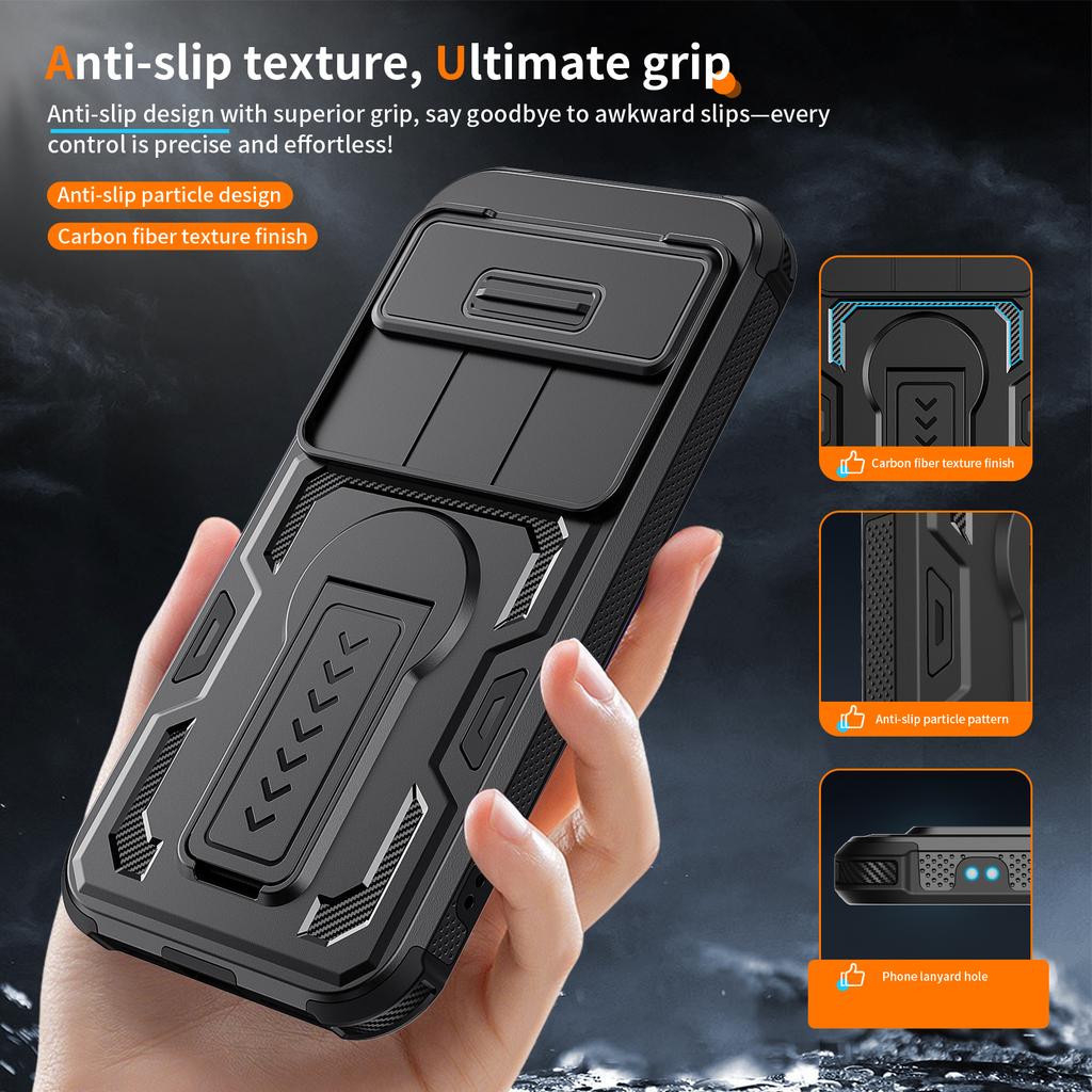 Sliding Camera Lens Cover Shockproof Kickstand Case For Google Pixel 9 10 Pro XL TPU Frame Hard Plastic Phone Cases Coque Fundas
