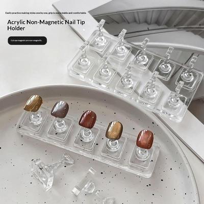 Suporte de Acrílico Não Magnético para Unhas Tabuleiro de Xadrez de Unhas Suporte para Prática de Unhas Falsas Para Olho de Gato Gel Press On Manicure Suporte Ferramentas