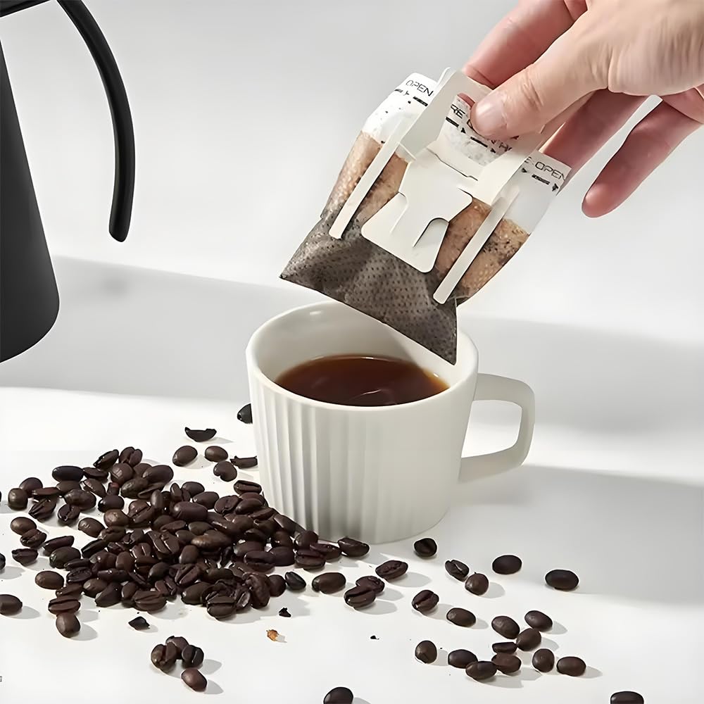 YUHENGCT Coffee Filter Bags, Single-Cup Paper Filters with Hanging Tabs for Drip Coffee, Perfect for Travel, Office Use, and Homemade Coffee, 100
