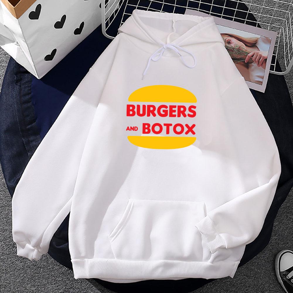 Selling Sunset Burgers and Botox Hoodies Funny Cartoon Graphic Sweatshirts Pocket Ropa Hombre Streetwear Winter Hooded