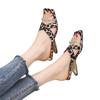 Temperament Cross-strapped Rhinestone High-heeled Slippers Summer New Special-shaped and Leopard Print Cool Slippers Women