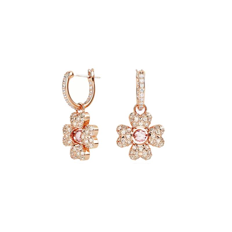 Swarovski IDYLLIA drop-shaped clover earrings for women rose gold 5674212