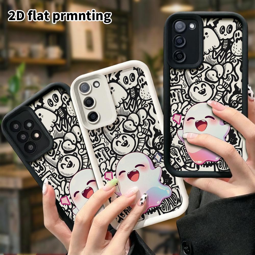 Phone Case: 2D Flat Samsung Galaxy A34 A35 M05 M06 S20 S22 S21 FE Plus 5G Protective Case, Gradient Little Ghost, Christmas and Halloween Gift