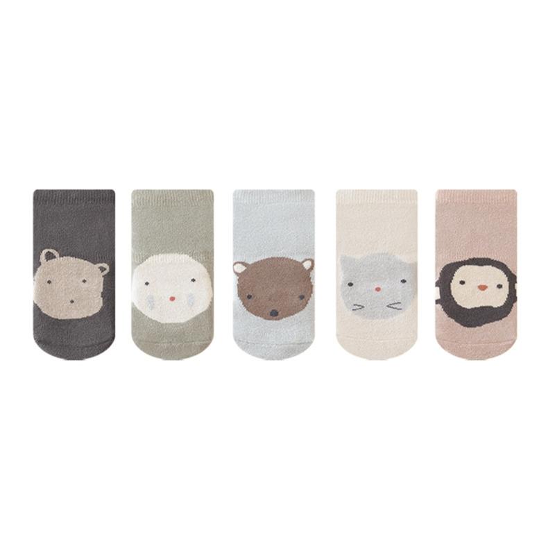 Baby Non Slip Grip Ankle Socks with Non Skid Soles for Infants Toddlers Cute Cartoon Animal Design Boys Girls Socks