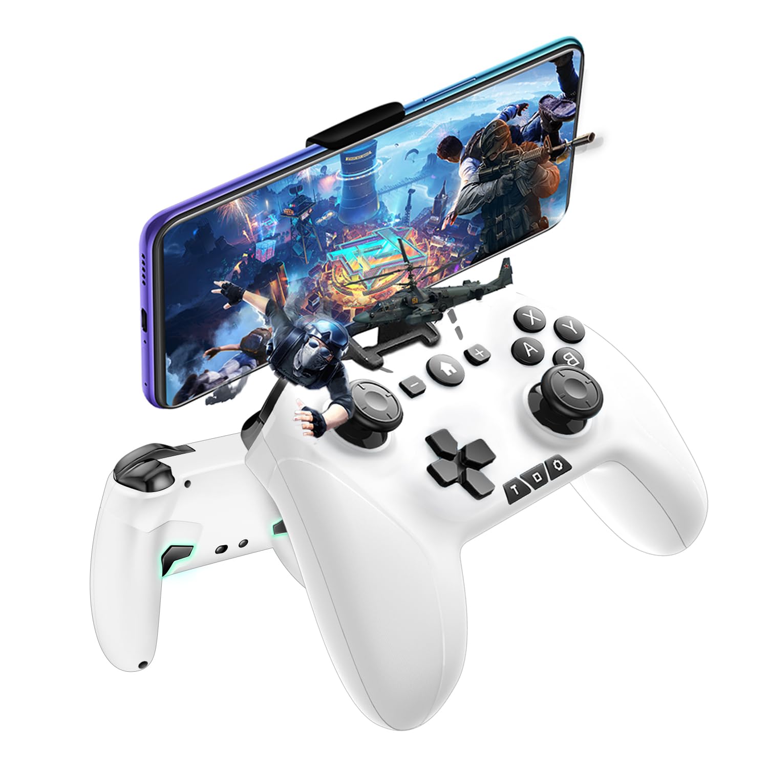 

Wireless Controller Gamepad Compatible with Back Gyro Macro Dual MFI Compatible with Switch Various Fast Durable Includes Smartphone White