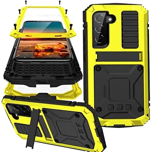 

For Galaxy S26 S25 Edge S24 S23 S22 S21 Ultra S20 Plus Heavy Duty Armor Case Aluminium Metal Screw Bumper Shockproof Screen Film Case & Strap&Galaxy S26 Ultra жёлтый