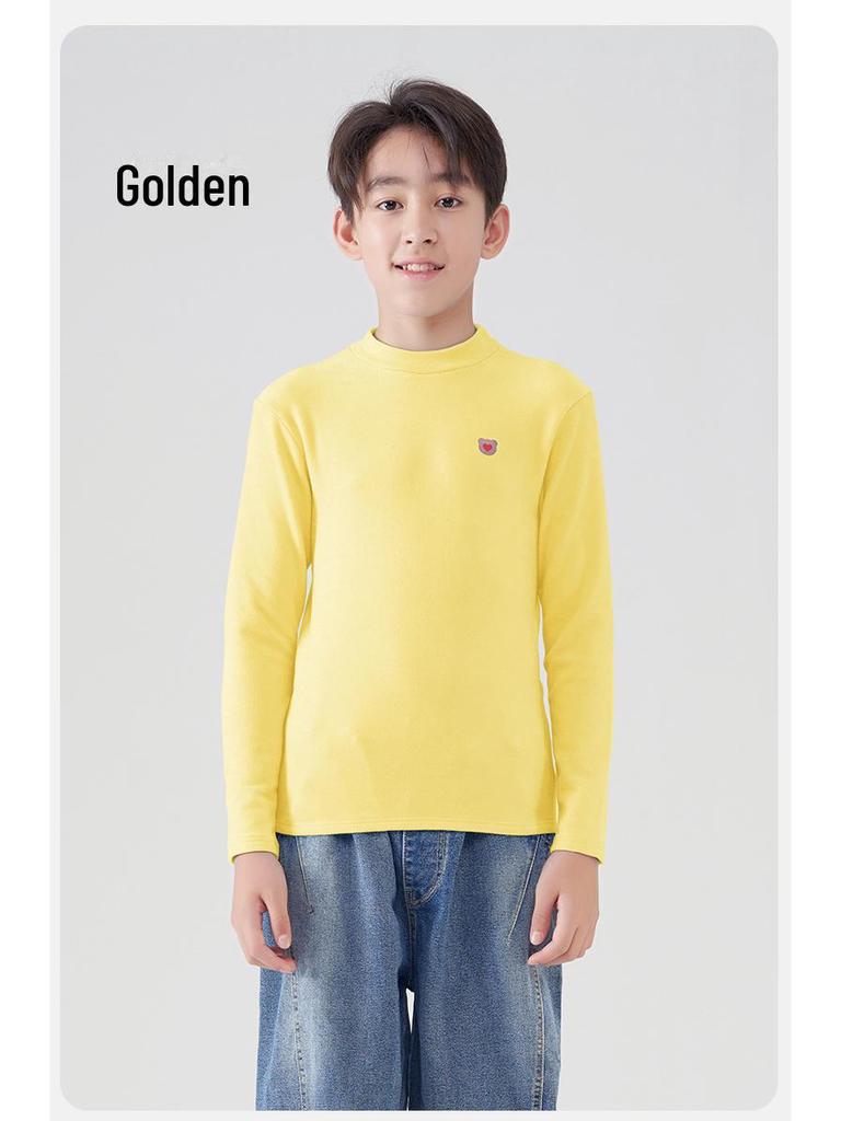 Sous-couche chaude à manches longues et col montant pour adolescents, en velours allemand, pour l'automne/hiver