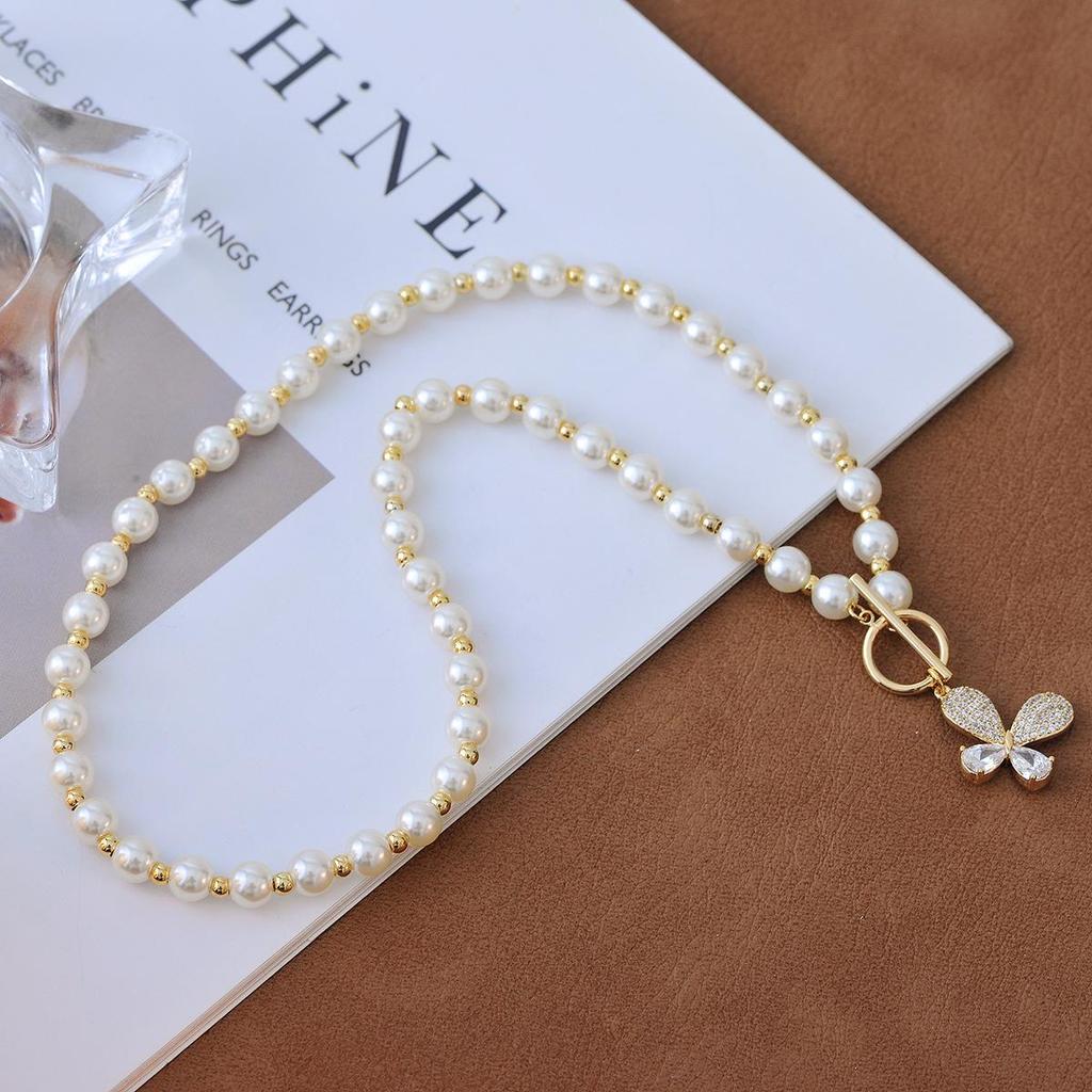 2024 Elegant Pearl Butterfly Clavicle Necklace - Light Luxury Women's Jewelry Design