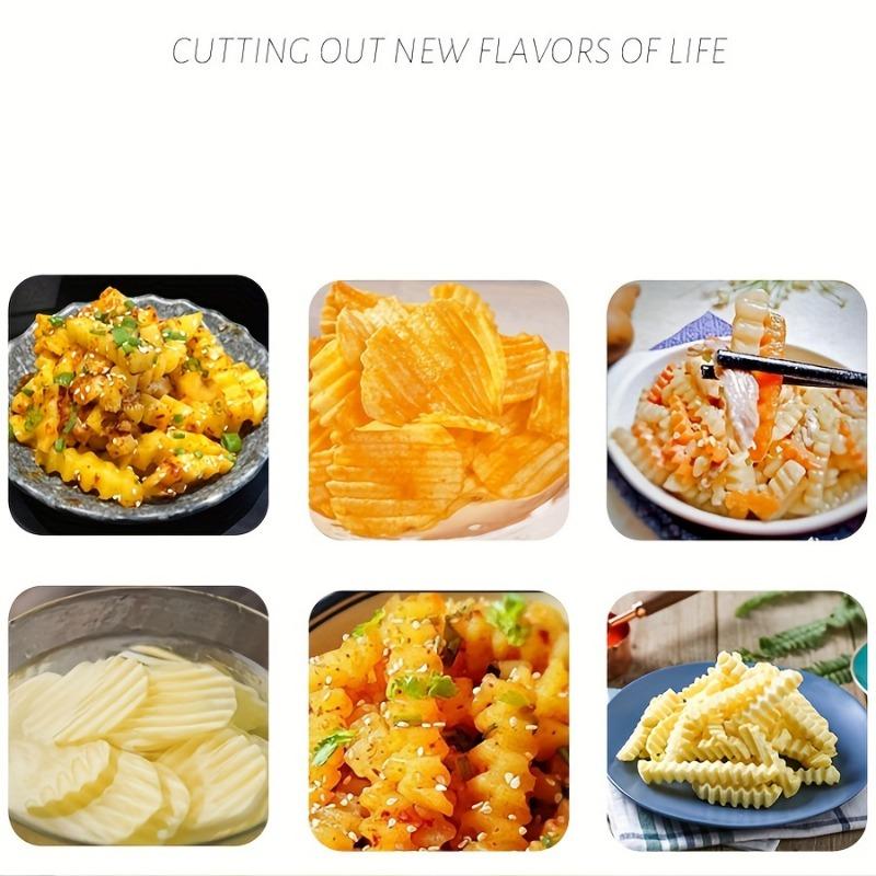 1PC Potato Slicer, Wavy Potato Cutter, Household Vegetable Cutting Tool, Fine Stripe and T-block Cutting Tool