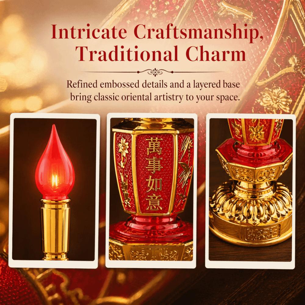 2pcs Red Lotus LED Decor Lamp 9.1x3 In Dual Power Table Light  Yoga Room Furnishing