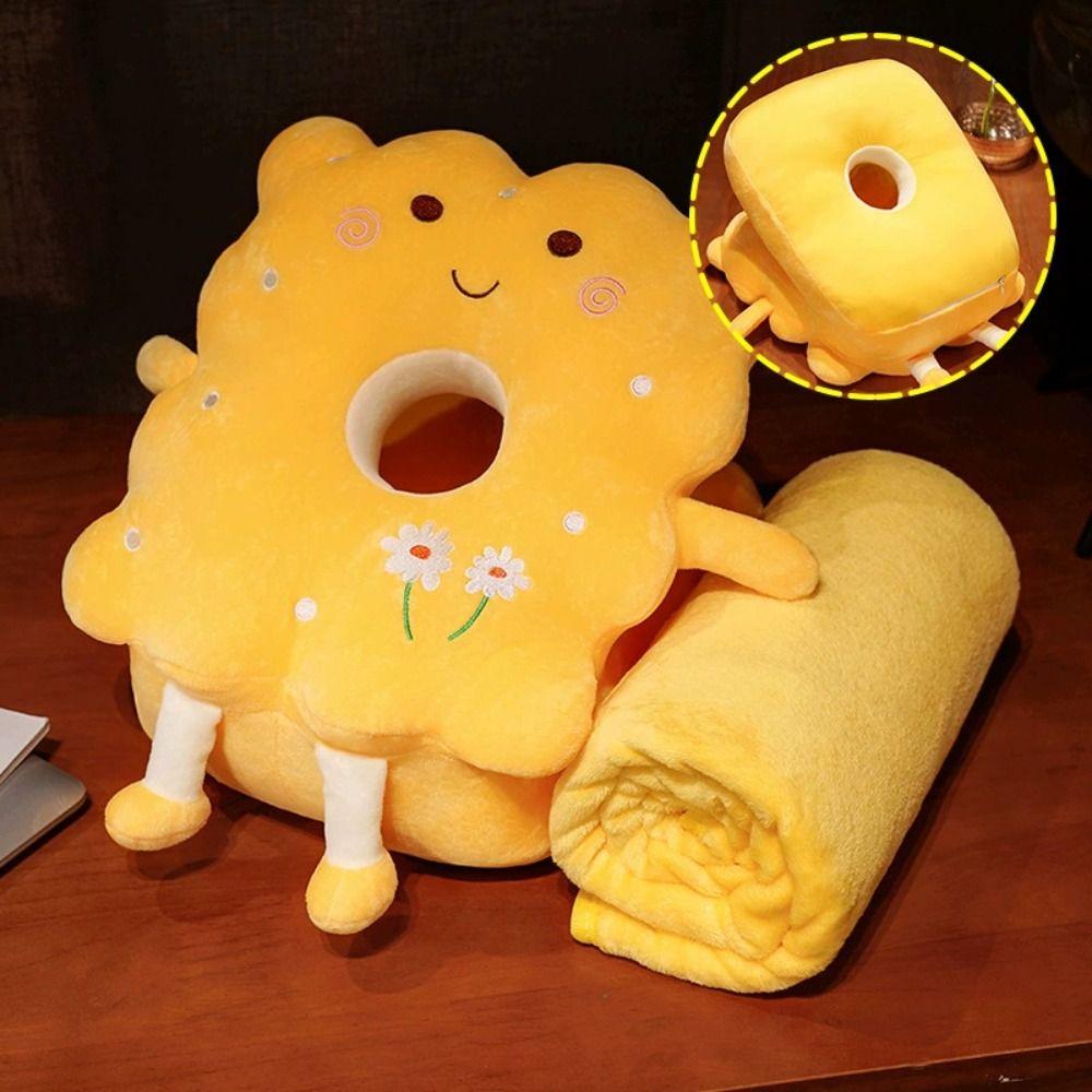 Plush&Ice Silk Cookie Office Nap Pillow Super Soft Hollow Pillow Stuffed Toy  Female Gift